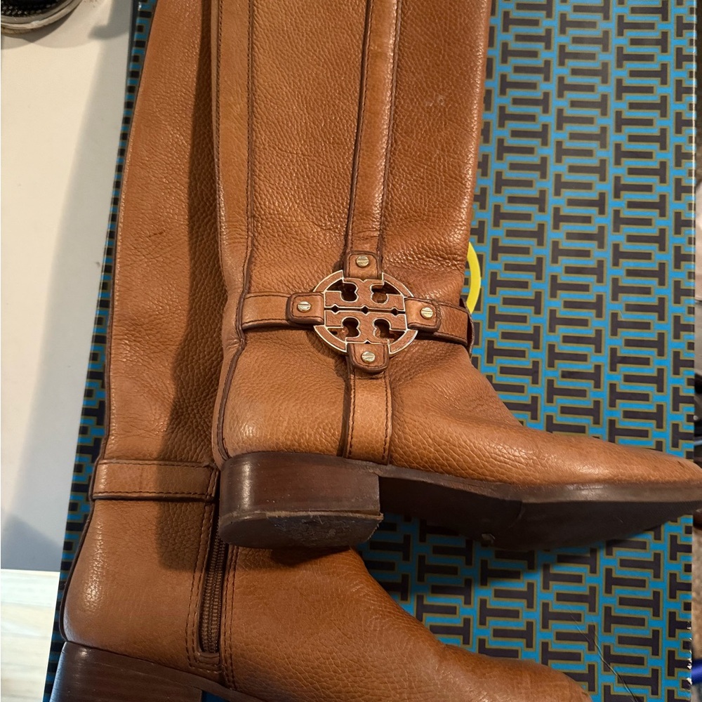 Tory Burch Tan Leather Riding Boots
